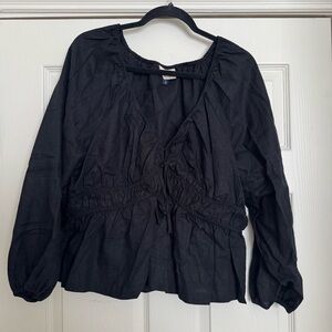Black Linen Women's Top